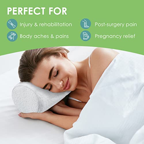 Cushy Form Neck Roll Pillow - Viscose of Bamboo Tube Pillow w/Washable Cover - Memory Foam Cylinder Pillows for Spine Discomfort, Yoga, Bed - Bolster & Travel Pillow