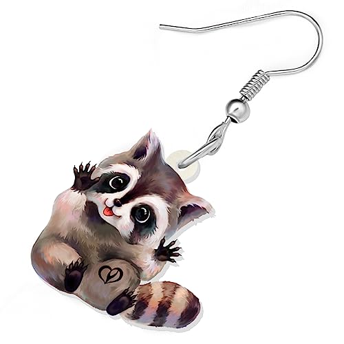 YAYAKO Acrylic Chubby Funny Raccoon Earrings Dangle Bear Animal Jewelry Cute Raccoon Gifts for Women (Brown 512)