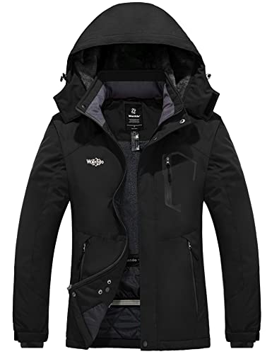 wantdo Women's Waterproof Ski Jacket Fleece Winter Coat Rose Red XL