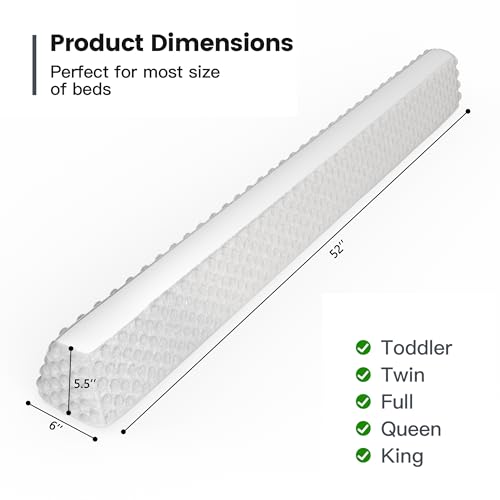 YENING Baby Bed Bumpers for Toddlers Foam Bed Guard Rail for Kids Bed Toddler Bed Bumper for Twin Full Queen King Size Bed Grey, 2-Pack