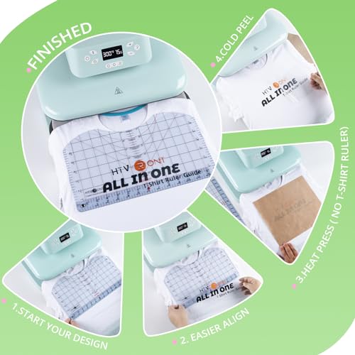 HTVRONT Tshirt Ruler Guide for Vinyl Alignment - Tshirt Measurement Tool for Heat Press in HTV Vinyl, All-in-ONE T Shirt Ruler to Center Design and Craft Sewing for Cricut Accessories and Supplies