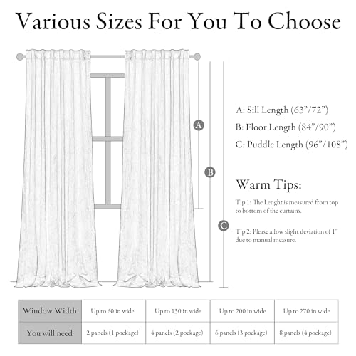 KGORGE Wild Rose Velvet Curtains 90 inches 2 Panels, Velvet Blackout Curtains for Bedroom Living Room, Soft Darkening Thermal Insulating Curtains & Drapes, Back Tab Rod Pocket Curtains, W 52 x L 90