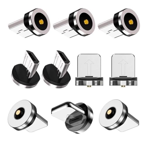 Raosky Magnetic Charging Tips 2in1 10pcs, 360° Rotate tips for iOS/Micro Ports Series,Just Magnetic Tips/Plugs to Charging/Water-dustproof/antioxidant without Cord&Non-Data ((Micro+lPhone) 10PCS)