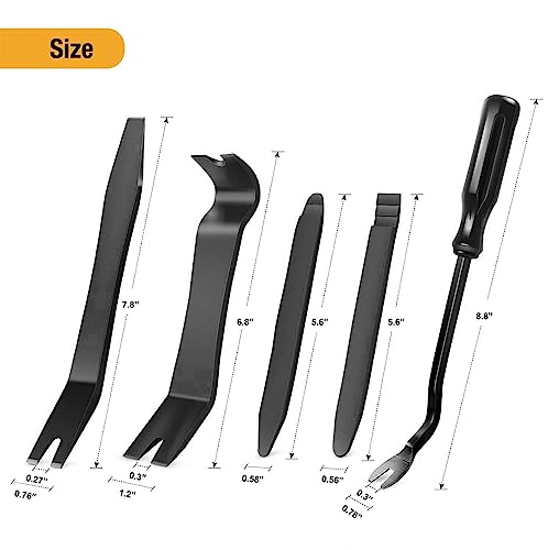 GOOACC 5 PCS Nylon Auto Trim Removal Tool Kit No-Scratch Removal Tool Kit for Car Clip Panel & Audio Dashboard Dismantle Black