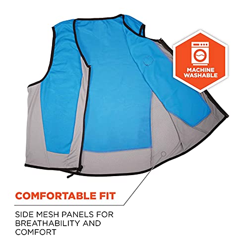 Ergodyne Chill-Its 6667 Cooling Vest, Evaporative PVA Material for Fast Cooling Relief,Blue, Medium