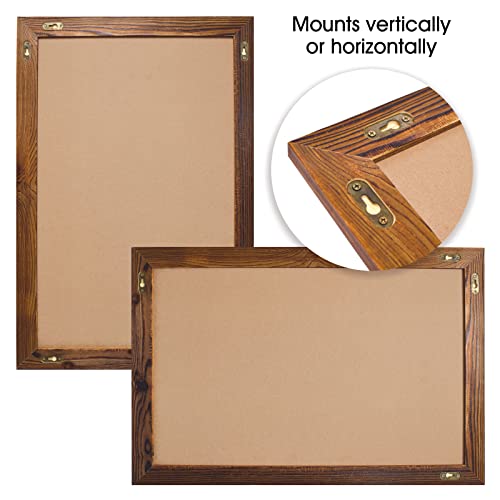 Better Office Products Magnetic Wall Chalkboard Sign, X Large Size 20" x 30", Rustic Wood Frame, Vertical or Horizontal Wall Mount, Includes 4 Chalk Markers + Chalk and Eraser,(Rustic Brown)