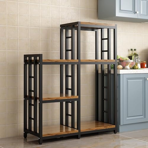6-Tier Kitchen Bakers Rack Storage Shelf with Wheels, Utility Plant Stand/ Mini Fridge & Microwave Oven Stand Table, Coffee Bar, Adjustable Kitchen Shelves Freestadning for Home Office Patio