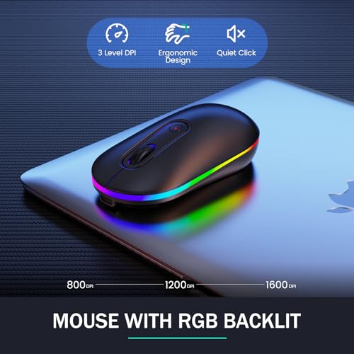 VEILZOR Wireless Keyboard and Mouse Backlit, 2.4GHz Lag-Free Rechargeable Keyboard Full-Size with Phone Holder Tablet Holder, Silent Ergonomic Wireless Keyboard Mouse Combo for Computer, PC, Laptop