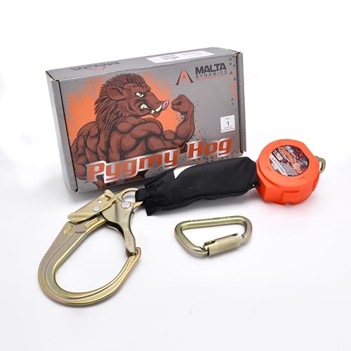 Malta Dynamics Pygmy Hog Web Self Retracting Lifeline – Fall Protection Retractable Safety Lanyard with Connector Kit and Rebar Hook, OSHA Compliant & ANSI Compliant (6 Foot)
