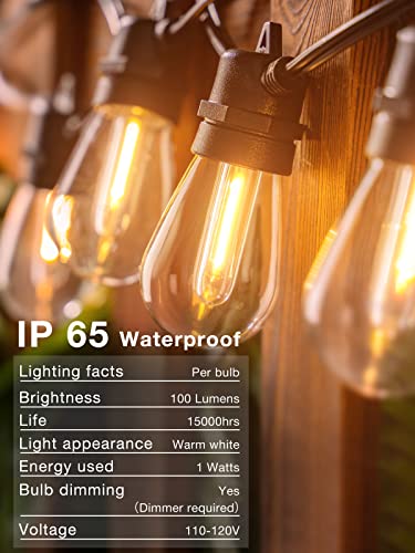 addlon 150FT(3-Pack*50FT) LED Outdoor String Lights with Edison Shatterproof Bulbs, Heavy-Duty and Weatherproof Strand, Commercial Grade Patio Lights, Decorative for Garden or Patio, Black