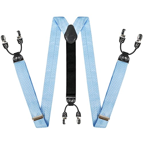 Alizeal Paisley Suspenders and Self Tied Bow Tie for Men with Pocket Square Set, Black Gold