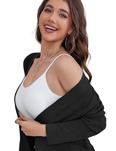 U.Vomade Women's Open Front 3/4 Sleeve Shrug Cropped Cardigan Sweaters Elegant for Women Camel L