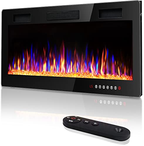 Vitesse 30 inch Ultra-Thin Electric Fireplace in-Wall Recessed and Wall Mounted Fireplace Heater,Linear Fireplace with Multicolor Flame,Timer,Low Noise,750/1500W,Touch Screen & Remote Control(30’’)