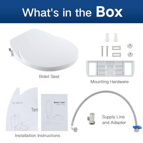 Gappo Non-Electric Bidet Toilet Seat, Fits Elongated Toilets, Bidets for Existing Toilets with Self Cleaning Dual Nozzles, Adjustable Bidet Sprayer