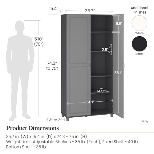 Systembuild Evolution Kendall 36" Utility Storage Cabinet, Black