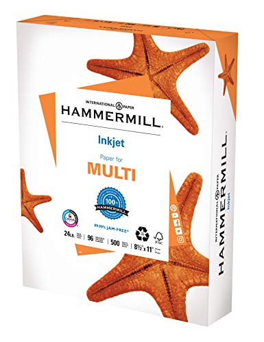 Hammermill Printer Paper, Multipurpose Inkjet Paper 24 lb, 8.5 x 11 - 1 Ream (500 Sheets) - 96 Bright, Made in the USA, 105050R