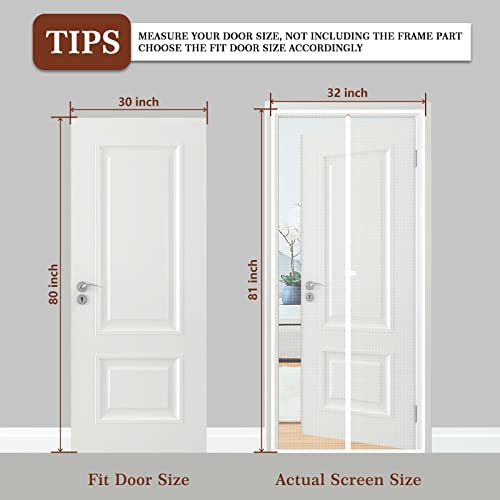 Yotache White Door Net Screen with Magnet Fits Door Size 48 x 83, Screen Size 50" x 84" Patio French Door Net Heavy Duty Mesh Pets and Kids Friendly