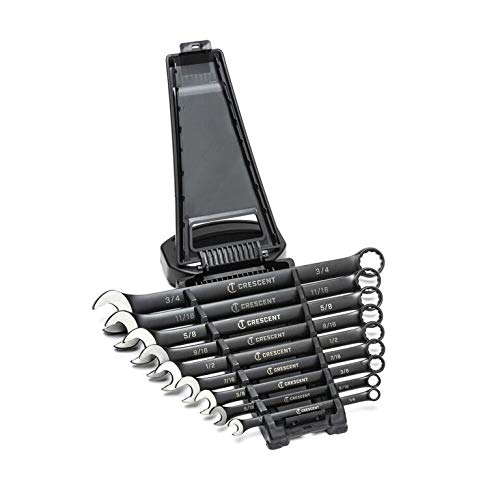 Crescent 9 Piece X10 12 Point Long Pattern Combination SAE Wrench Set - CCWS9BS