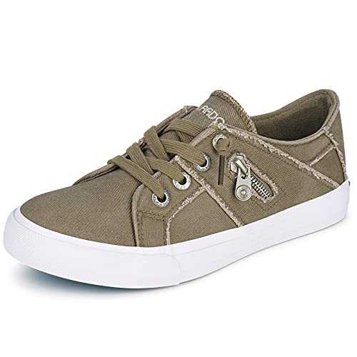 JENN ARDOR Women Fashion Canvas Sneakers Slip On Shoes Low Top Casual Walking Shoes Flats (Coffee,6)