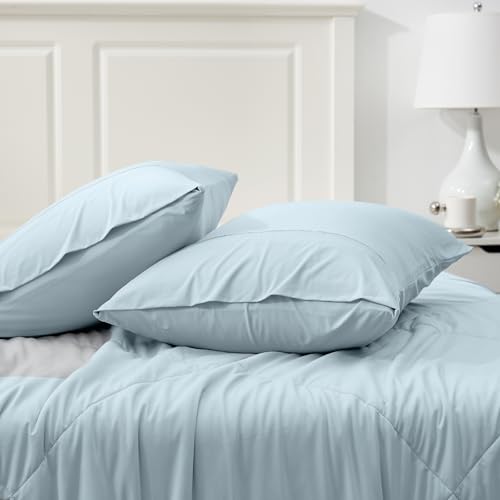 Cozy Bliss Cooling Pillowcases for Hot Sleepers, Q-Max>0.4 Standard Pillow Cases Envelope Closure for Night Sweats, Double Sided Cooling, Summer Breathable Soft for Hair Skin, Blue Pillow Covers