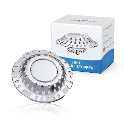 Upgraded 2 in 1 Bathtub Drain Stopper Bathtub Drain Hair Catcher, Effective Tub Stopper with Dual Filtration Design, Anti-Clogging Bathtub Drain Plug Bath Tub Stoppers for 1.45-1.8" Drain Shoe