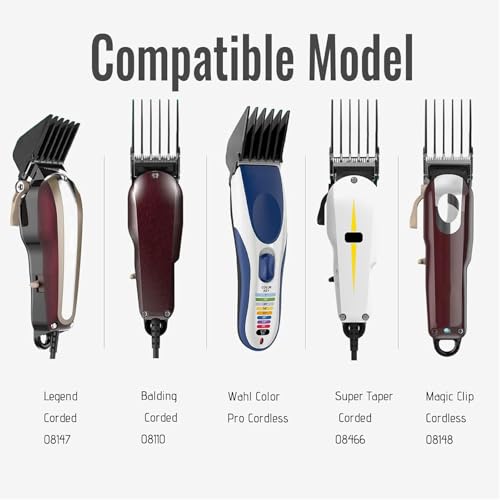 3 Inch Hair Clipper Combs Guides, Hair Clipper Guards 1 & 1/4" 1 & 1/2" 2", Mega NO.16 NO.12 NO.10 fits for most Wahl Clippers (Black, 8pcs Mega Set)