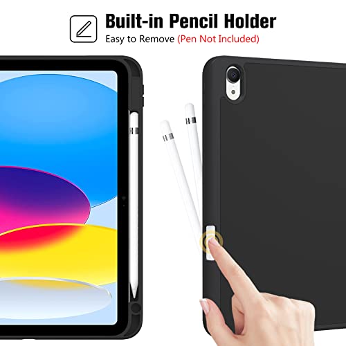 ProCase for iPad 10th Generation Case with Pencil Holder, iPad Case 10th Gen (2022 Model) 10.9 Inch iPad 10 Case, 10th Gen iPad Cases Cover with Pen Holder for iPad 10th Generation -Black