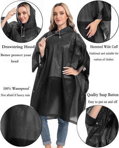 HOOMBOOM Unisex Rain Ponchos 2 Packs for Adults Waterproof Emergency Rain Coat White