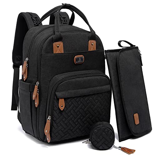 Dikaslon Diaper Bag Backpack with Portable Changing Pad, Pacifier Case and Stroller Straps, Large Unisex Baby Bags for Boys Girls, Multipurpose Travel Back Pack Moms Dads, Purple