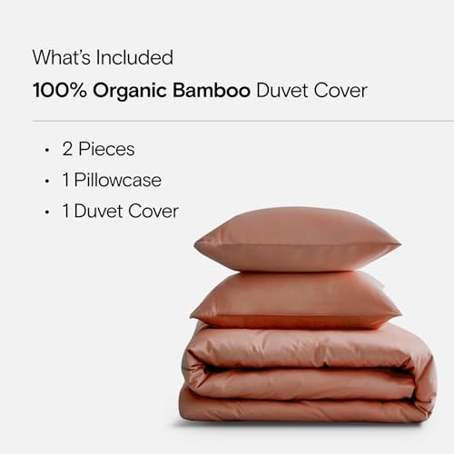 DOZ Duvet Cover Set, 100% Viscose derived from Bamboo, Organically Grown, Buttery Soft, Cooling Duvet Covers, High GSM, 1 Duvet Cover and 1 Pillowcase, 70"x90" (Clay, Twin/Twin XL)