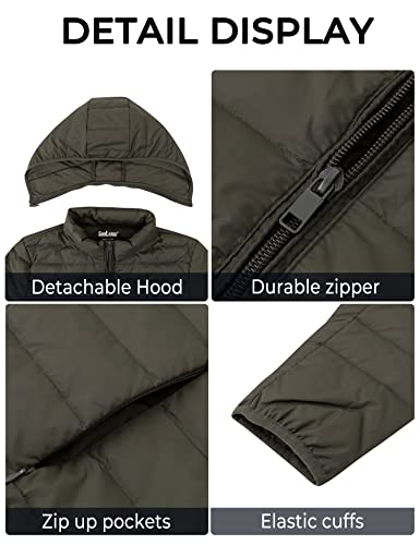 Soularge Women's Plus Size Packable Winter Warm Down Jacket Light Coat with Hood(Black, 1X)