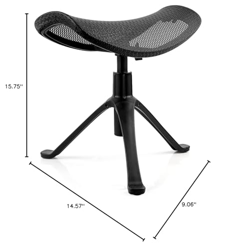 Lilithye Footrest for Desk Adjustable Height 2-in-1 Function Rotatable Ergonomic Under Desk Footrest Ottoman Stool Rolling Leg Rest for Home Office (Black)