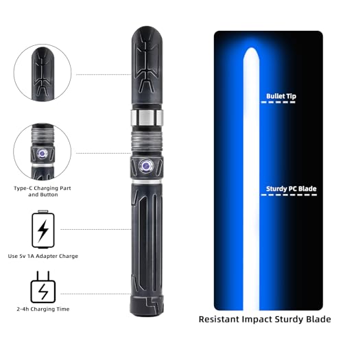 Saberforms Lightsaber Dueling Light Saber with12 RGB Colors 16 Sound Fonts and Motion Control, Force FX Lightsabers with Retro Weathered Handle and Replaceable Blade, Light Sabers for Adults, Kids