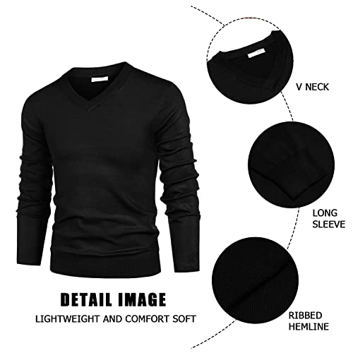 COOFANDY Mens Veck Dress Business Sweaters Classic Knit Solid Casual Sweater Pullovers