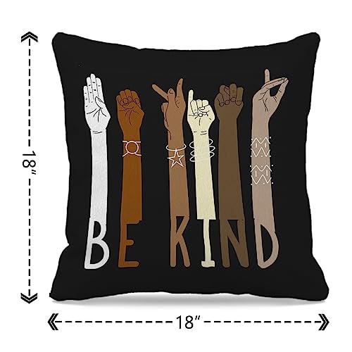 Nogrit Classroom Pillows Covers 18x18 Set of 2, Sign Language Pillow Covers, Classroom Pillows, Sign Language Gifts, ASL Gifts, Pillows for Classroom, Black History Month Gifts, Be Kind