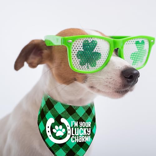St. Patrick's Day Dog Bandana, 2 Pack Holiday Cat Irish ShamrockLucky Bandana for Large Medium Small Puppies Pets