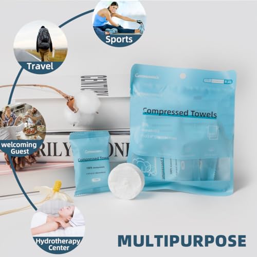 Cottonessence Compressed Towels Tablets 30 PCS 2.0, Disposable Compressed Face Towels, Compressed Hand Wipe, Camping Towel, Portable Compressed Coin Tissue for Travel, Home, Outdoor Activities