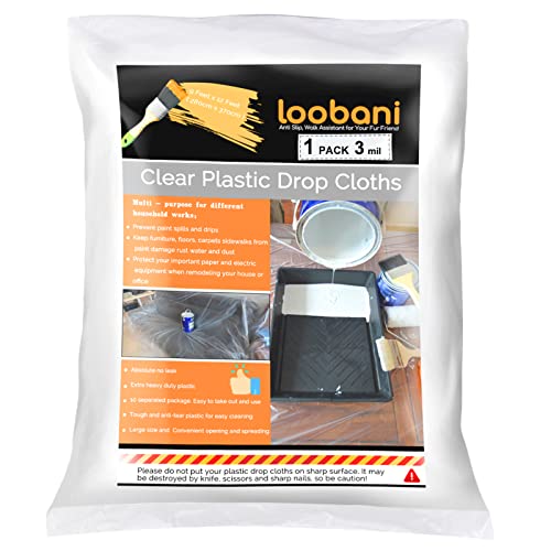 10 Piece Painter Plastic Drop Cloths Sheet,Waterproof Anti-dust Cover,9x12 Feet Disposable Tarp for Painting for Couch/Furniture Cover