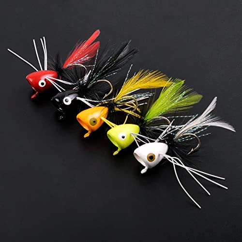 Fly Dry Flies Kit,12pcs Foam Float Fly Fishing Bass Popper Fly Fishig Lure Colorful Fly Tying Set Topwater Panfish Bait Bugs Trout Bobber Lure Bluegill Salmon 10pcs