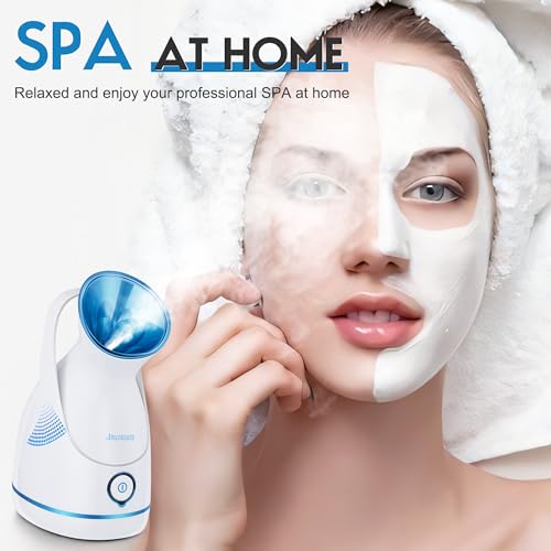 Facial Steamer,Amconsure Face Steamer for Home Facial Deep Cleaning, Nano Ionic Facial Steamers Warm Mist Humidifier Atomizer for Face Sauna Spa Sinuses Moisturizing, Unclogs Pores(Blue)