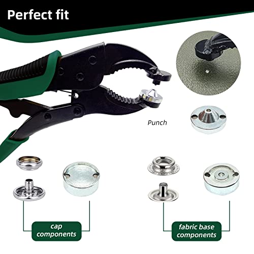 Heavy Duty Snap Fastener Tool Adjustable Vice Grip Snap Setter Tool Includes 40 Sets 15mm Snaps for Boat Cover, Replacing Metal Snaps, Repairing Boat Covers, Canvas, Sewing, Tarps