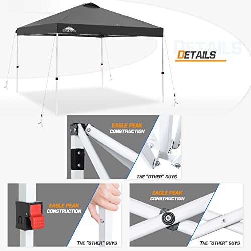 EAGLE PEAK Pop Up Canopy Tent with Wheeled Carry Bag, 8 Stakes, 4 Ropes, 4 Weight Bags, Easy Set Up Tent Canopy, 10x10 ft, 100sqft of Shade, White