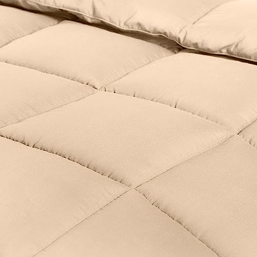 Utopia Bedding All Season 250 GSM Comforter - Plush Siliconized Fiberfill Comforters - Box Stitched (Beige, Queen)