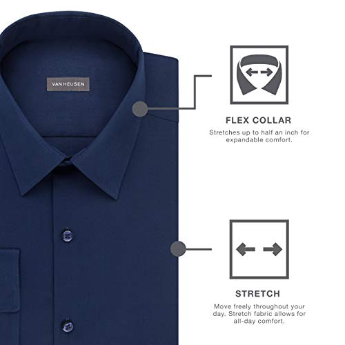 Van Heusen Men's Dress Shirt Slim Fit Flex Collar Stretch Solid, Hearth, 18" Neck 32"-33" Sleeve