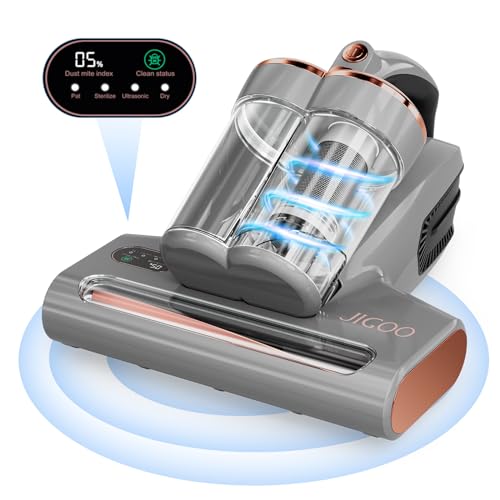 JIGOO Bed Vacuum Cleaner with Dust Sensor: 500W 13Kpa Mattress Vacuum Cleaner with UV & Ultrasonic and High Heating,Anti-allergen Powerful Handheld Bed Vacuums for Mattress (S300 Pro, Corded)