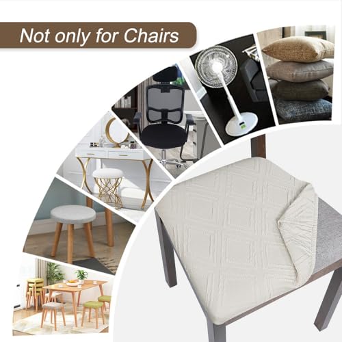 SearchI Cool Fabric Seat Covers for Dining Chairs, 6 Pack Water Repellent Dining Room Chair Seat Covers, Kitchen Chair Seat Covers Protectors(Beige)