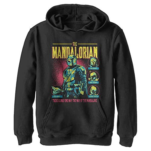 Star Wars Boy's Mando Bright Group Hoodie, Black, Small