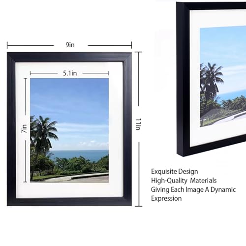 BENGBUKAISAI Black Brushed 8x10 Picture Frame, Picture Display 5x7with white cardstock or 8x10 without white cardstock, for wall display and tabletop display