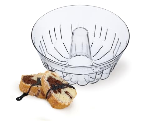 SIMAX Clear Glass Fluted Bundt Pan, Heat, Cold, and Shock Proof, Holds 1.4 Quarts (5.4 Cups), Made in Europe, Great for Small Ring Cakes, Puddings, Desserts, Monkey Bread, and More, Dishwasher Safe