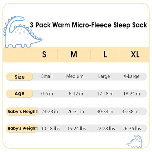 PHF 3 Pack Soft Micro-Fleece Baby Sleep Sack, 6-12 Months Warm Baby Wearable Blanket, 2-Way Zipper Sleeping Bags, Comfy Toddler Sleeping Sack for Baby Girls, Medium Size, Woodland